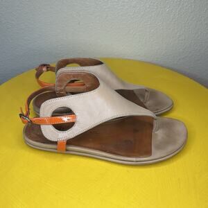 Gentle Souls Women's 7 m Thong Flat Sandal Slingback Buckle Shoe Brown Orange